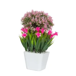 Pink Artificial Flower Pot For Home Decor