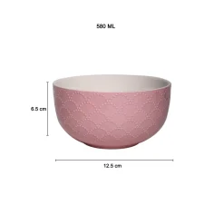 Pink Ceramic Bowl - 580Ml, Fish Scale