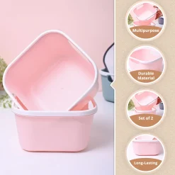 Pink Square Baskets (Set of 2)