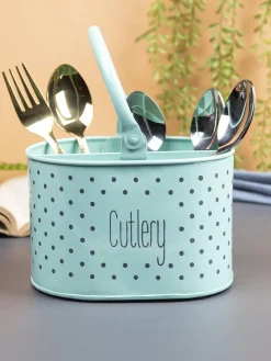Polka Dot Cutlery Holder - Green