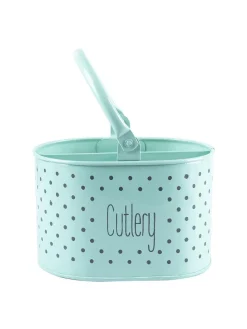 Polka Dot Cutlery Holder - Green