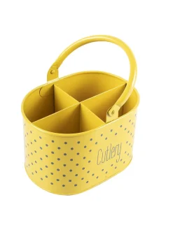 Polka Dot Cutlery Holder - Yellow