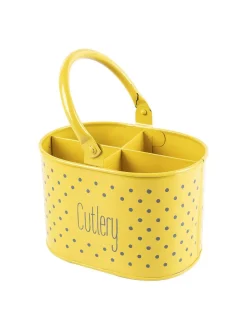 Polka Dot Cutlery Holder - Yellow