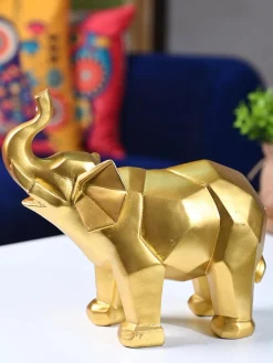 Radiant Elephant Decor Object - Golden Gleam