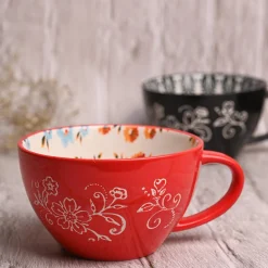 Red Floral 480ml Cup
