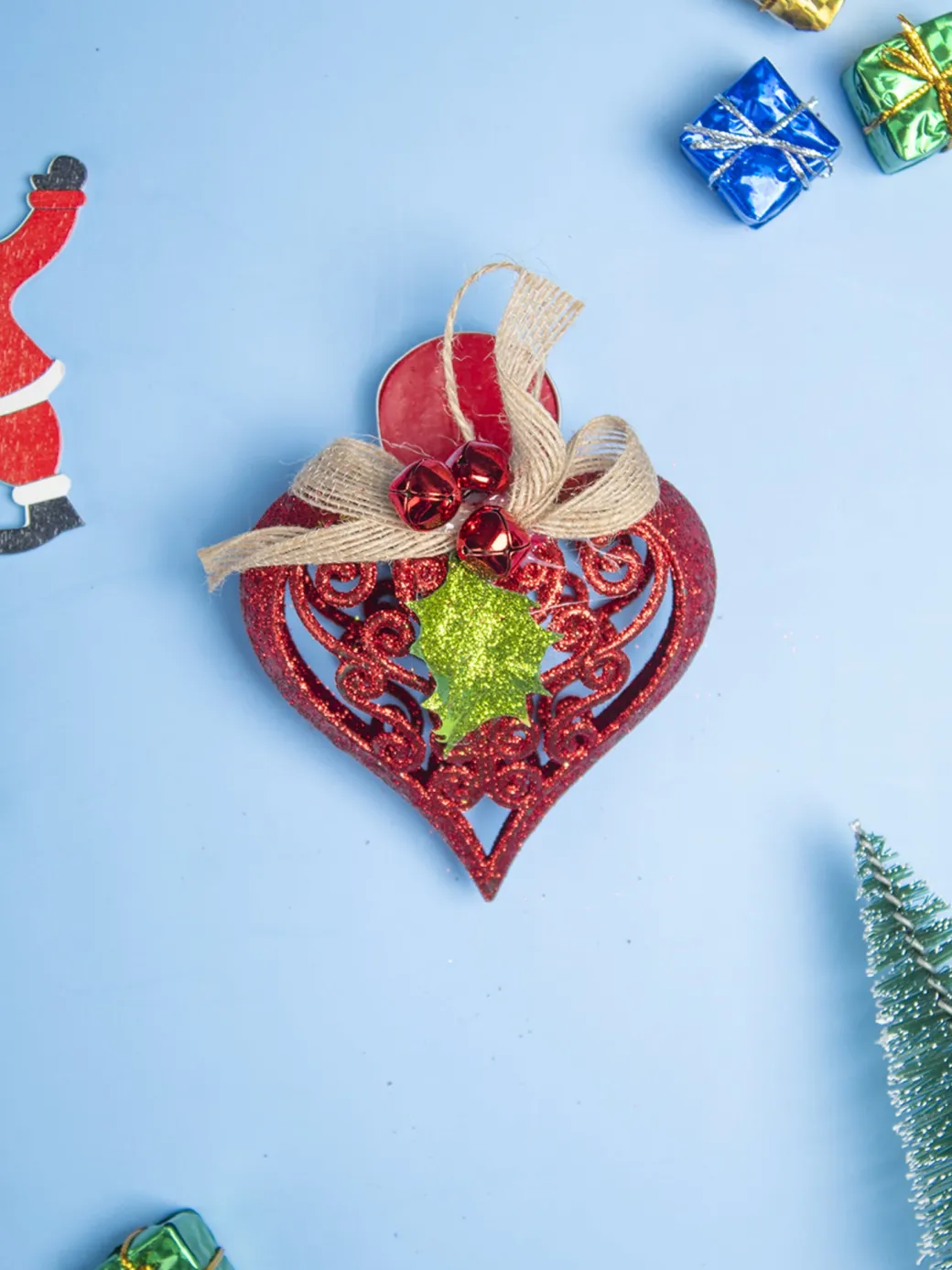 Red Heart - Christmas Hanging Ornaments- Heart Set Of 2 Pcs