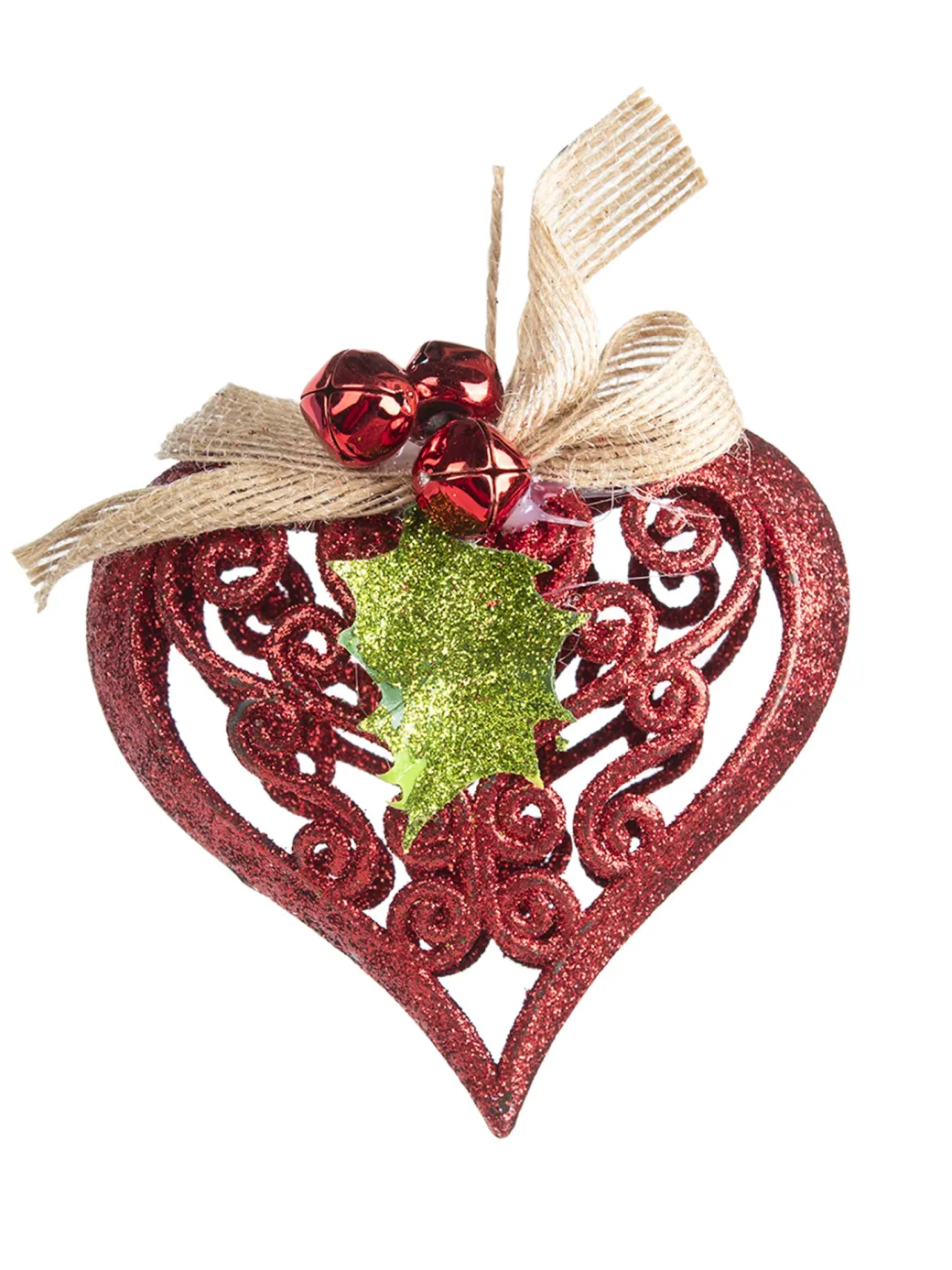 Red Heart - Christmas Hanging Ornaments- Heart Set Of 2 Pcs