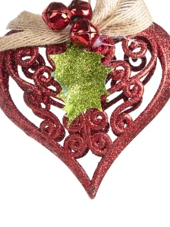 Red Heart - Christmas Hanging Ornaments- Heart Set Of 2 Pcs