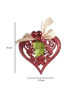 Red Heart - Christmas Hanging Ornaments- Heart Set Of 2 Pcs