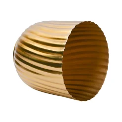 Ribbed Flower Vase - Golden & Metal