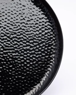 Round Quarter Plates, Half Plates, Dinner Set, Hammered Melamine, Black, Pack of 6