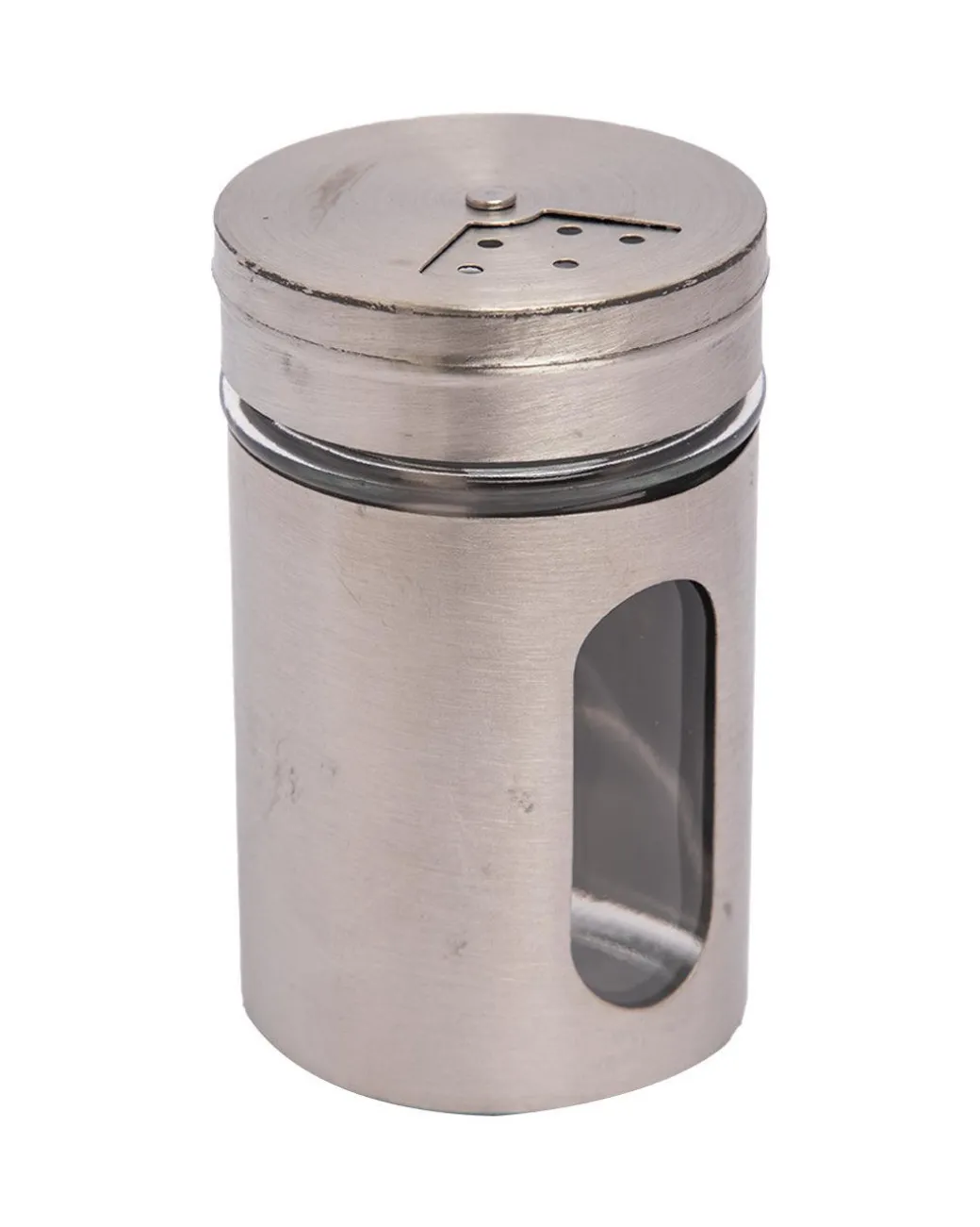 Salt & Pepper Set, Silver, Glass & Stainless Steel, Set of 2, 100 mL