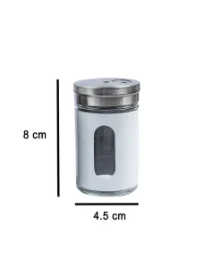 Salt & Pepper Shaker, Black & White, Stainless Steel & Glass, Set of 2