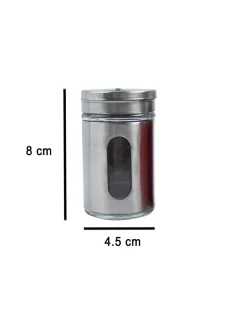 Salt & Pepper Shaker, Red & Silver, Stainless Steel, Set of 2