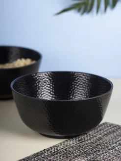 Serving Bowls, Mixing Bowl, Black, Hammered, Melamine, Set of 2