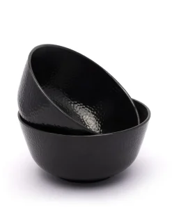Serving Bowls, Mixing Bowl, Black, Hammered, Melamine, Set of 2
