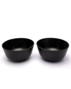 Serving Bowls, Mixing Bowl, Black, Hammered, Melamine, Set of 2