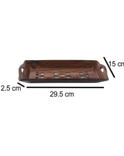 Sheesham Wood Handcrafts Coffee Serving Tray with Handles