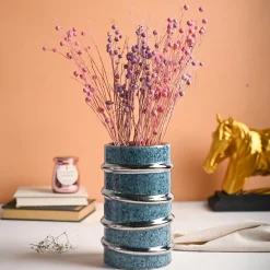 Silver Edge + Ribbed Vase