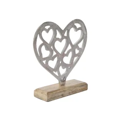 Silver Hearts Sculpture on a Wooden Base