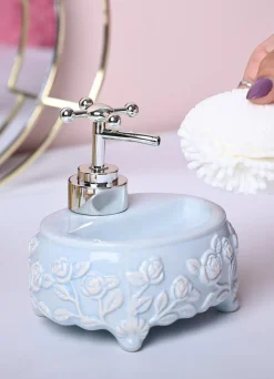 Sky Blue Kitchen Dispenser Set with Scrubber - Oval Shape