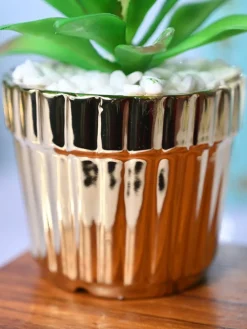 Sleek & Sophisticated - Stripe Design Faux Plant with Ceramic Pot