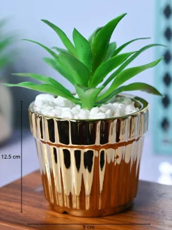 Sleek & Sophisticated - Stripe Design Faux Plant with Ceramic Pot