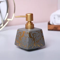Sleek Grey Rectangle Ceramic Soap Dispenser