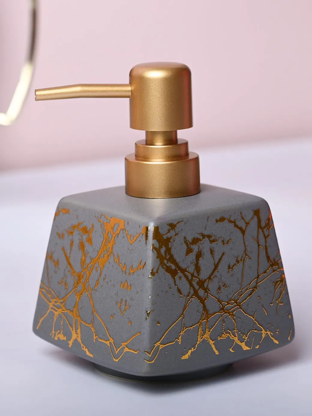 Sleek Grey Rectangle Ceramic Soap Dispenser