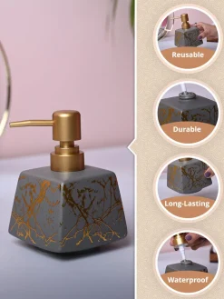 Sleek Grey Rectangle Ceramic Soap Dispenser