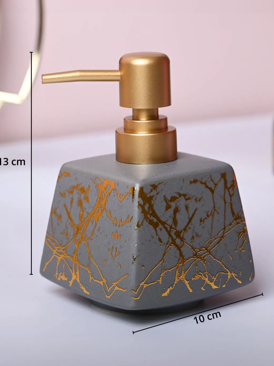 Sleek Grey Rectangle Ceramic Soap Dispenser