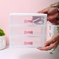 Small Desk 3-Layer Drawer, Love Cat Print