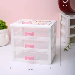 Small Desk 3-Layer Drawer, Love Cat Print
