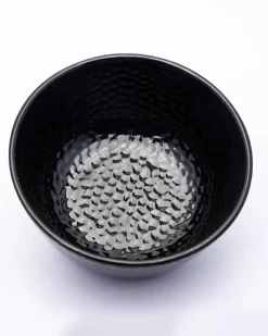 Soup Bowl, Hammered, Melamine, Black, Set of 6