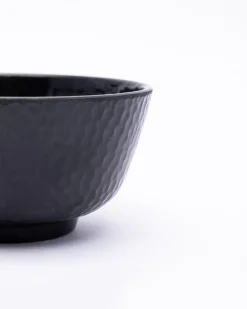 Soup Bowl, Hammered, Melamine, Black, Set of 6