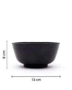 Soup Bowl, Hammered, Melamine, Black, Set of 6