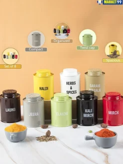 Spice Jar Set Of 8 (Each 250 Ml)