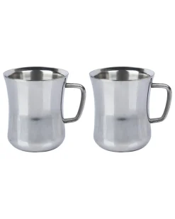 Stainless Steel Solid Tea & Coffee Mugs ( Set Of 2, 300 mL, Silver Colour )