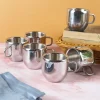 Stainless Steel Solid Tea & Coffee Mugs ( Set Of 6, 100 mL, Silver Colour)