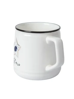 Star Ceramic Coffee Mug With Lid - 350 ml, Stirring Spoon