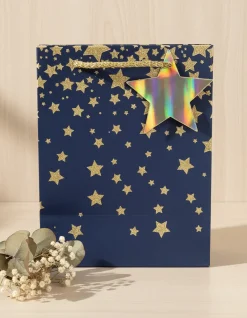 Starry Gift Bag, Large, Navy Blue, Paper, Set of 3