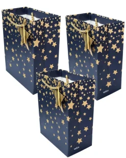 Starry Gift Bag, Large, Navy Blue, Paper, Set of 3