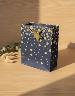 Starry Gift Bag, Medium, Navy Blue, Paper, Set of 3