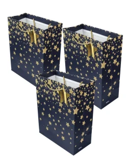 Starry Gift Bag, Medium, Navy Blue, Paper, Set of 3