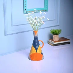 Striped Sophistication - Multi-Color Asymmetrical Vase