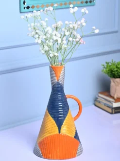 Striped Sophistication - Multi-Color Asymmetrical Vase