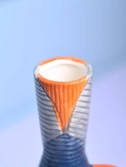 Striped Sophistication - Multi-Color Asymmetrical Vase