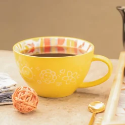 Stylish Ceramic Cup - Yellow, 400ml