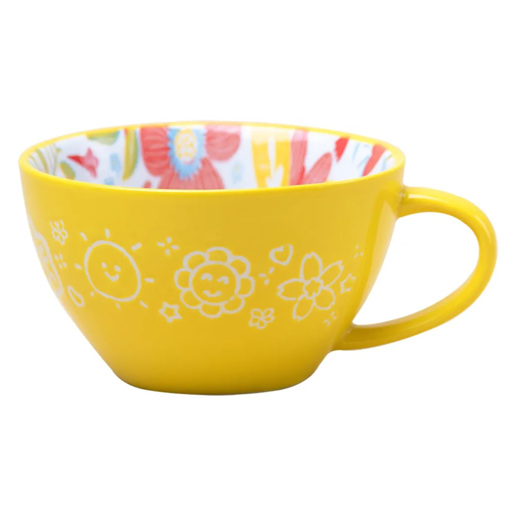 Stylish Ceramic Cup - Yellow, 400ml
