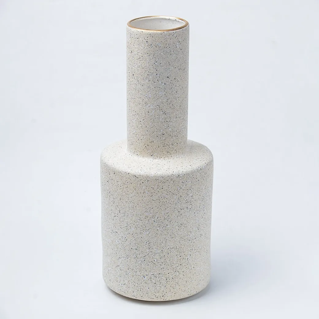 Stylish Flower Holder Vase - Off White, Stone Finish